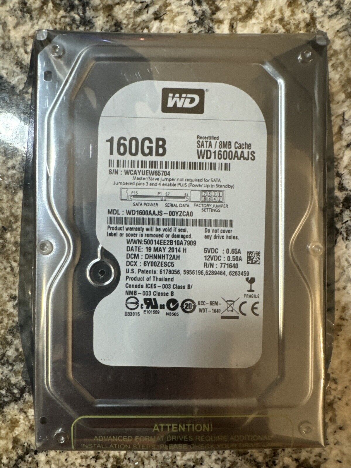 Western Digital 160 GB Internal 7200 RPM 3.5 WD1600AAJS-00YZCA0 HDD