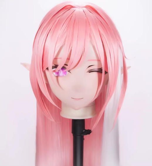 全頭マスク カツラ付き NO.1107 フルマスク ドール ヘッドロリータ人形 コスプレ マスク 仮装 着ぐるみ コスチューム 二次元