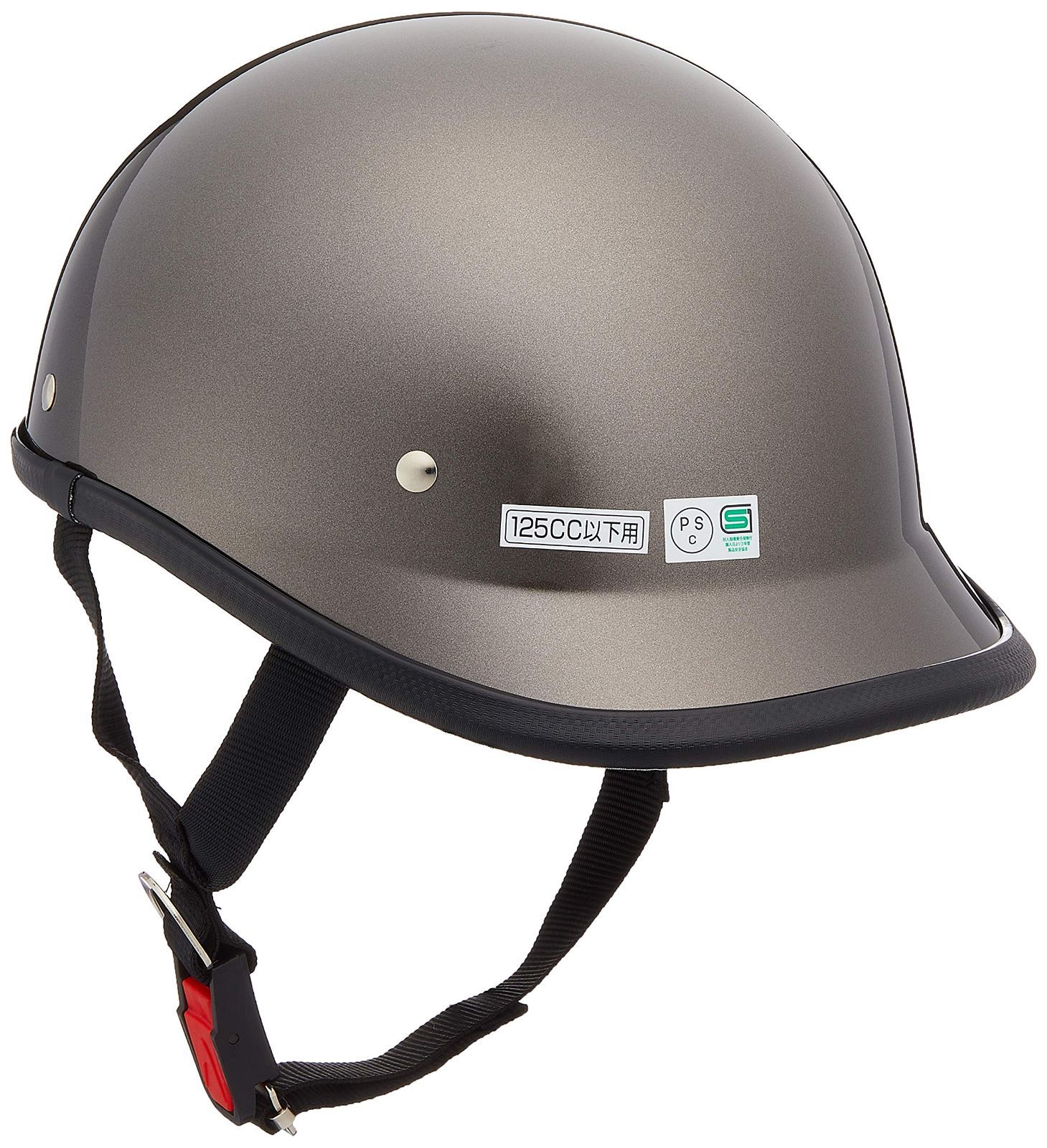 ハーフ ヘルメット ロングダックテール ガンメタリック フリーサイズ バイクパーツセンター (頭囲 57cm~60cm未満) 722204