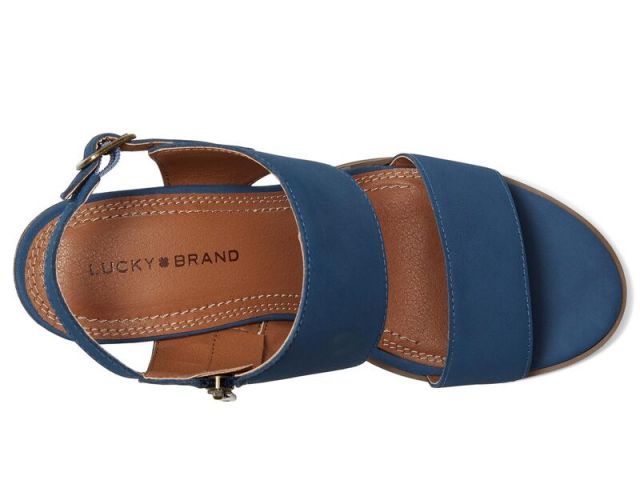 【送料無料】 ラッキーブランド レディース ヒール シューズ Dinzin Double Band Heeled Sandals Dark Chambray
