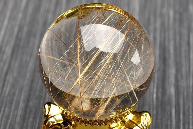 １点物 AAAA 放射状針の輝き シルバールチルクォーツ 24mm 丸玉 台座付き スフィア パワーストーン 天然石 _C3683 宅急便