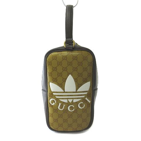 グッチ GUCCI 702387 ミニトップハンドルバッグ PVC×レザー セカンドバッグ ベージュ ブラウン AA
