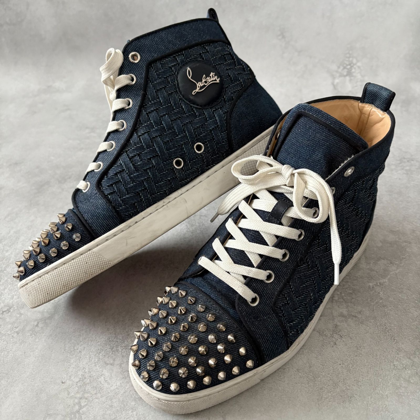 Christian Louboutin デニム ハイカットスニーカー Christian Louboutin クリスチャンルブタン デニムスタッズ イントレ