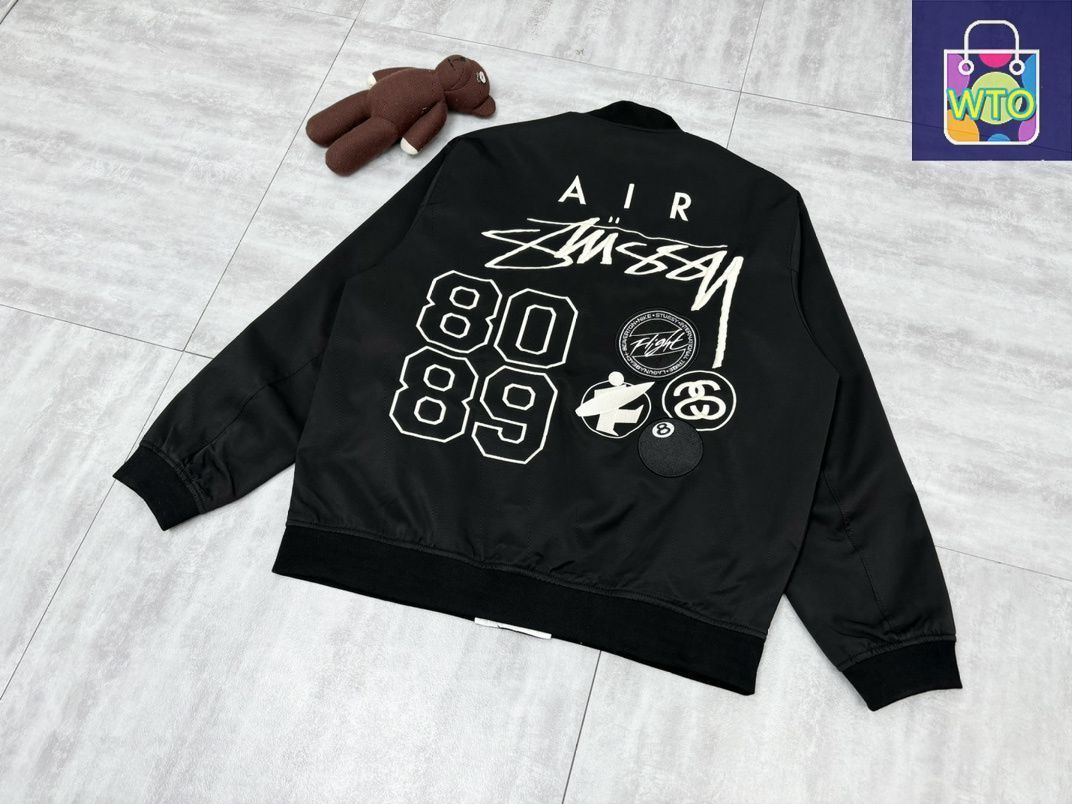 Stussy x Nike Reversible Varsity Jacket Black/Sail Men's