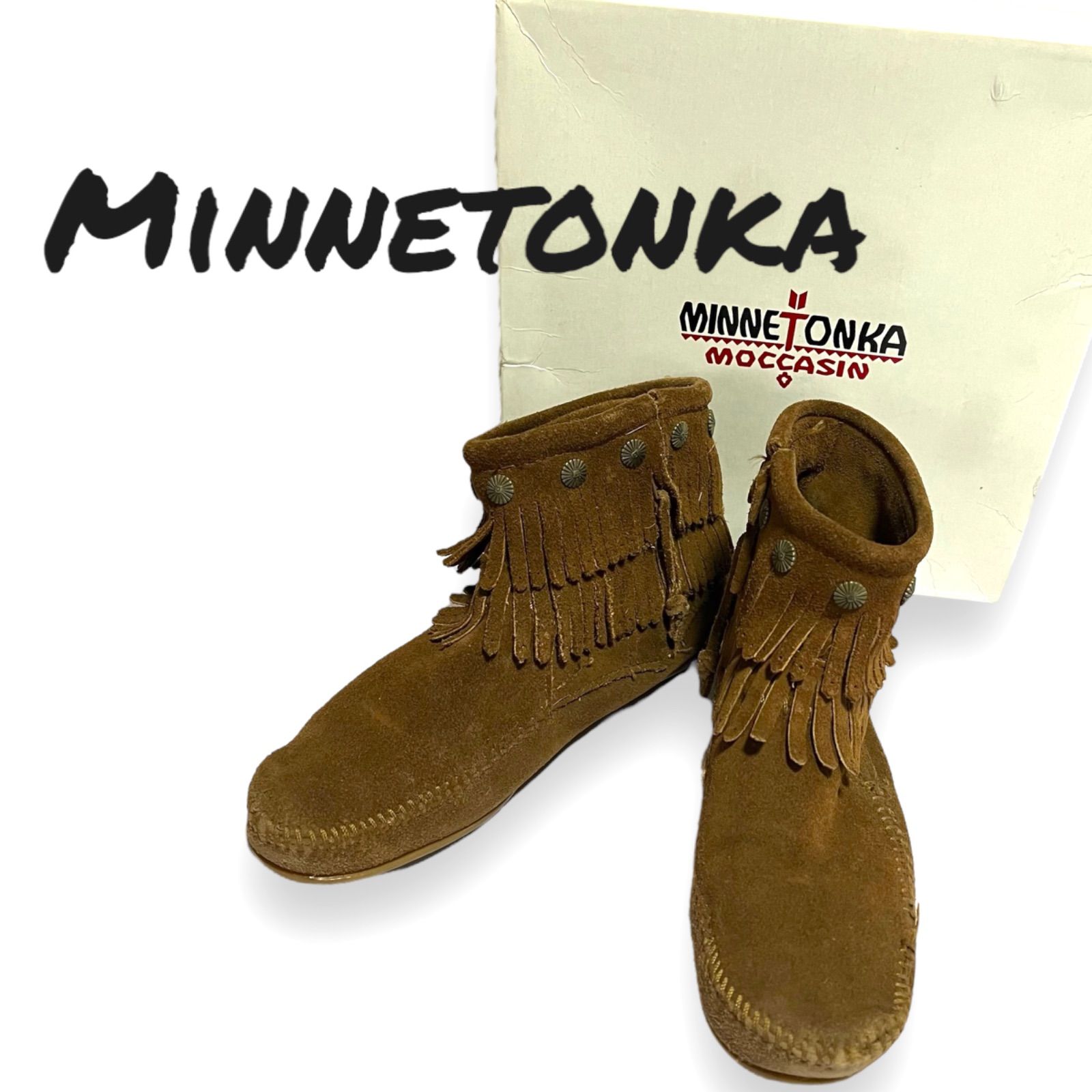 Minnetonka ミネトンカ モカシン フリンジ ブラウン スウェード