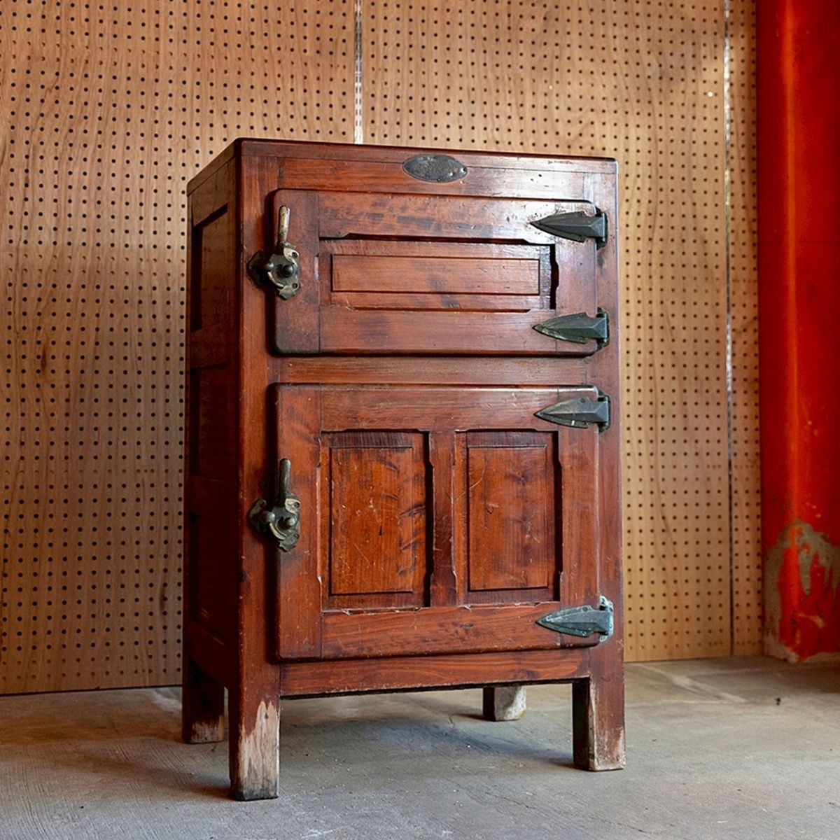 福岡 アンティーク 今石の冷蔵庫 昭和レトロ 冷蔵庫 什器 ディスプレイ 家具 置物 年代物 冷蔵箱 氷冷蔵庫 木製冷蔵庫 CA0505-1