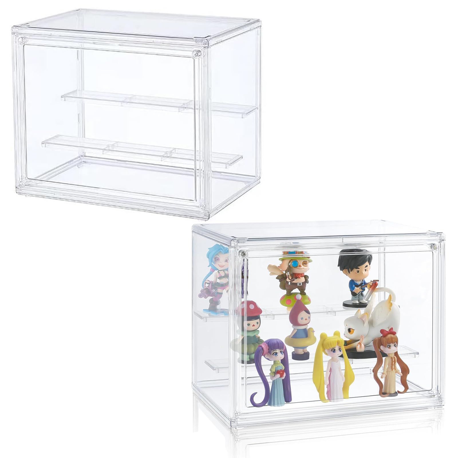 在庫処分】ショーケース(27*18*22CM) 簡単収納 汚れ防止 防塵 磁気ドア