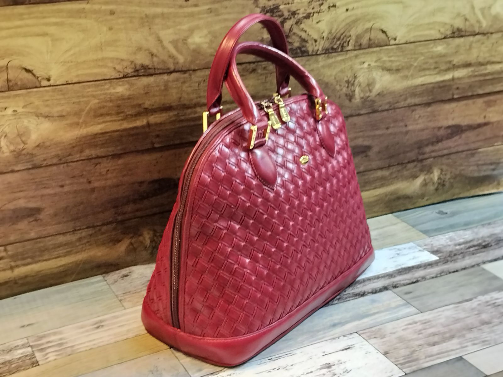 BALLY】バリー ヴィンテージ レザー 編み込み ハンドバッグ