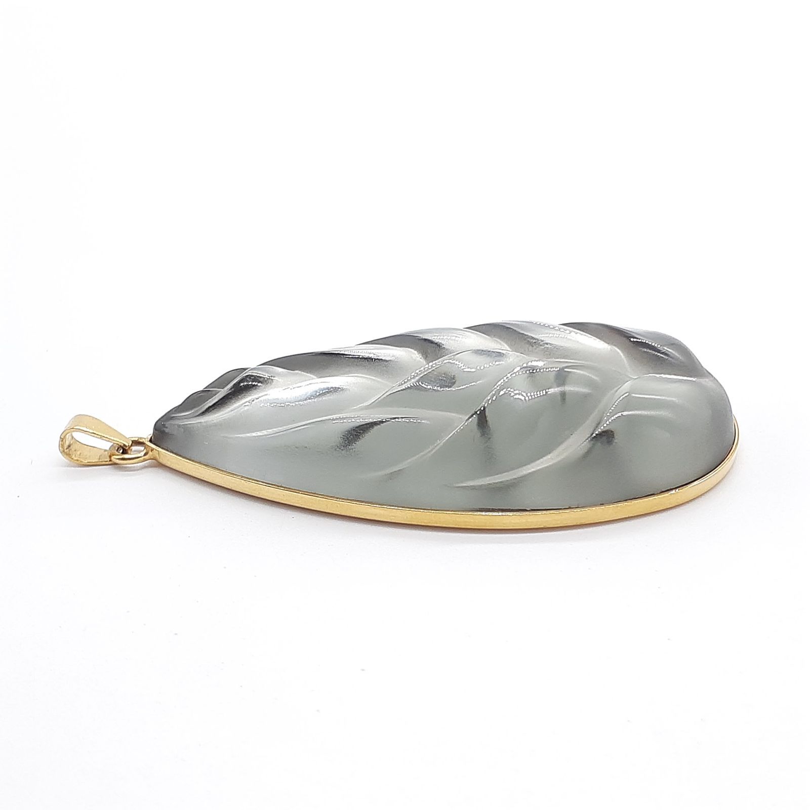 LALIQUE ラリック ネックレス ペンダントトップ ヘリコニア グレー系