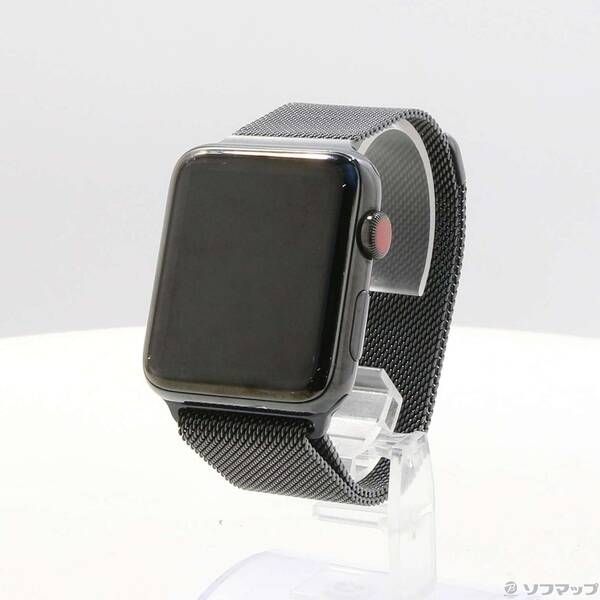 〔中古品〕 Apple Watch Series 3 GPS + Cellular 42mm スペースブラックステンレススチールケース スペースブラックミラネーゼループ【247】