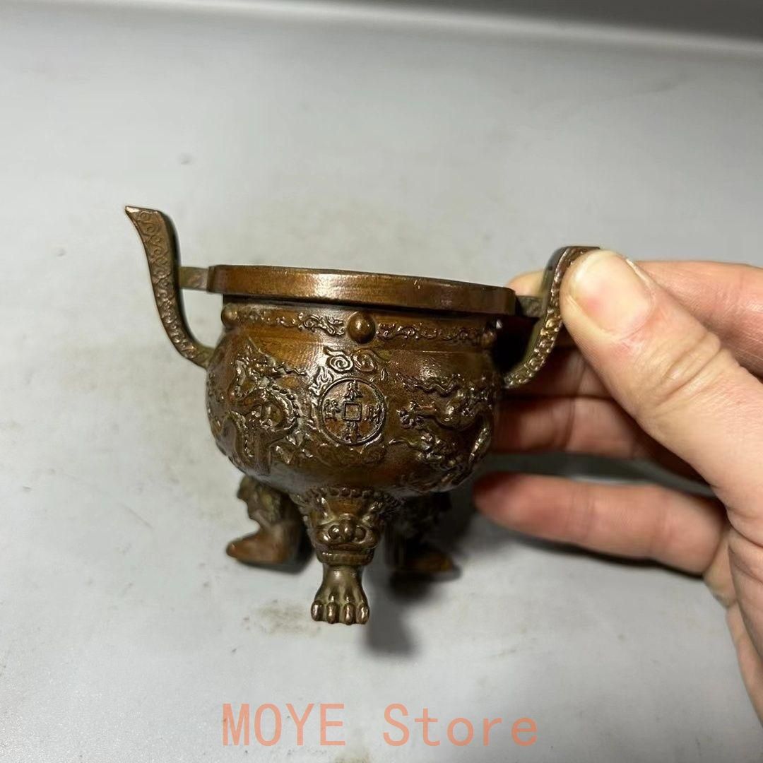 銅 細工 香炉 瑞獣三足薫香炉 挿し香炉 茶台香道具 装飾品 工芸