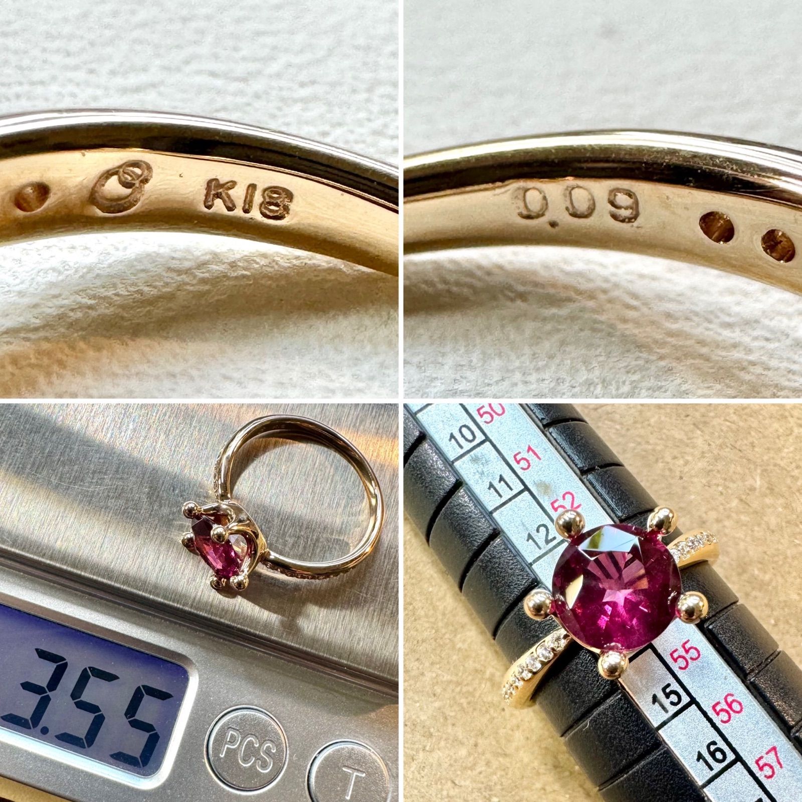 ヴェレッタオッターヴァ◇K18*大粒ガーネットリング*14号*ハーフ