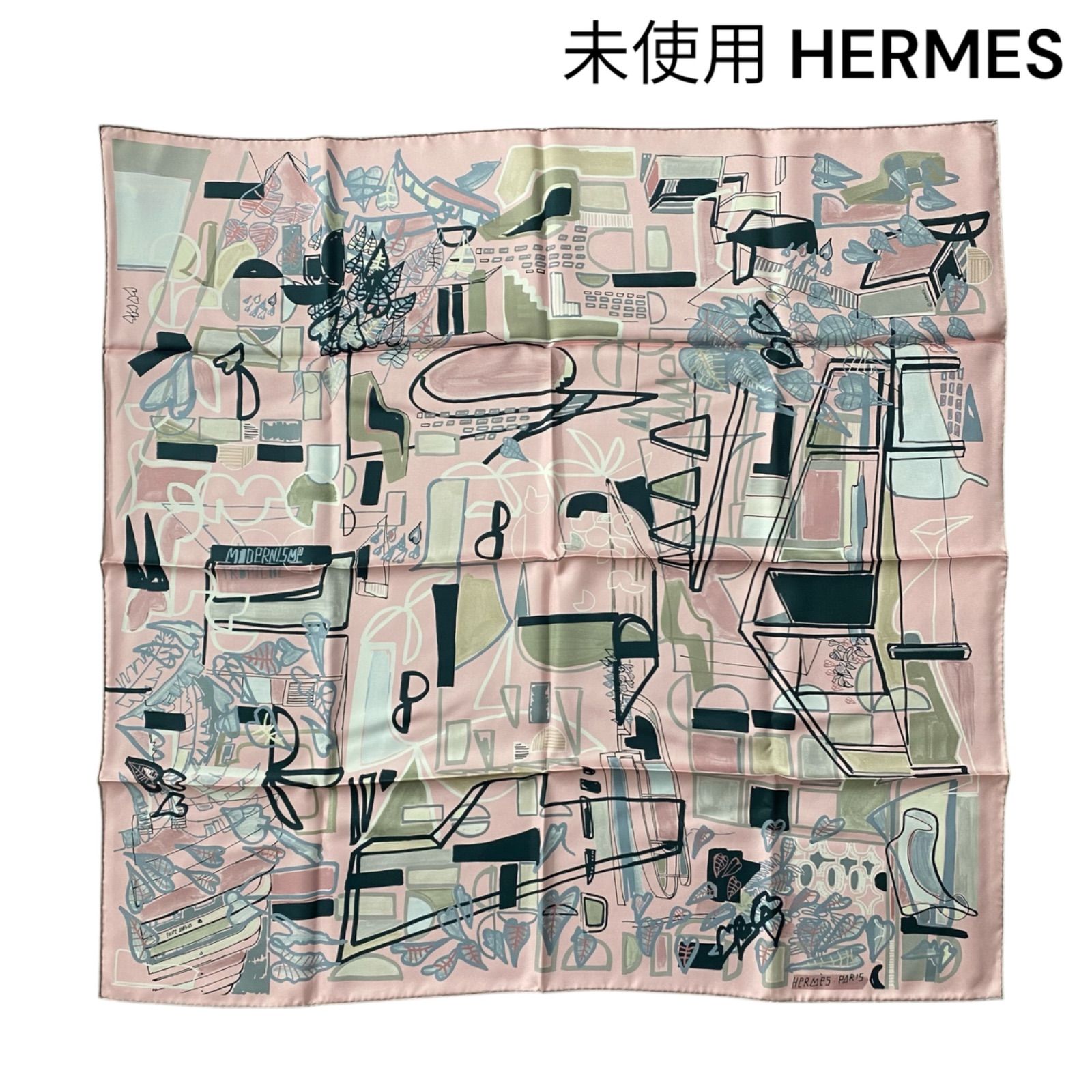 ● エルメス HERMES Modernisme tropical カレ90 スカーフ レディース 5D759