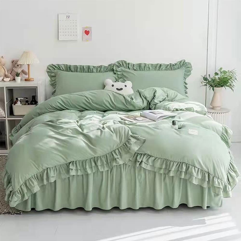 【特価商品】洋式・和式兼用 アイボリー 布団かばー かわいい ふとんかばー 枕カバー ボックスシーツ 掛け布団カバー ふとんカバー 洗える 可愛い しんぐる(グリーン ベッドカバー 3点セッ