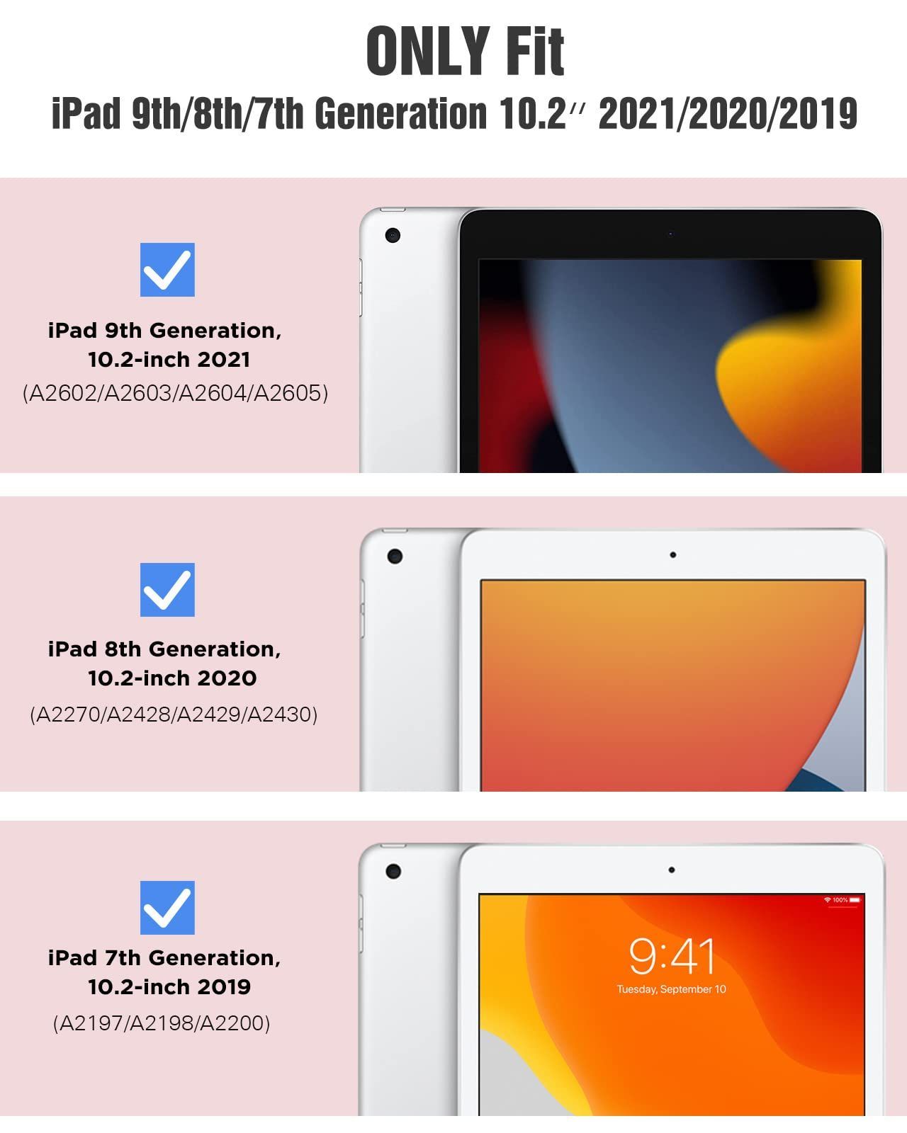 iPad 9世代 ケース TiMOVO ipad 第9世代/第8世代/第7世代 ケース 10.2インチ 半透明 ハードカバー PUレーザー 開閉式 三つ折り スタンド マグネット オートスリープ 耐衝撃 軽量 落下防止  着脱簡単 RoseGold