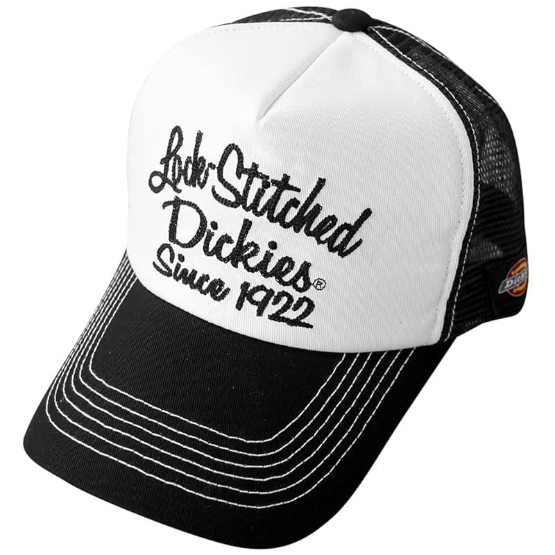 【特価商品】[ディッキーズ] メッシュキャップ 帽子 メンズ オリジナル ロゴ レディース ユニセックス カラー 黒 メッシュ キャップ アメカジ ストリート チェーンステッチブラック×ホワイ