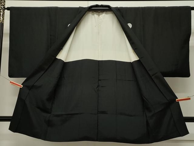平和屋着物＃男性 黒紋付 長羽織 正絹 dy
