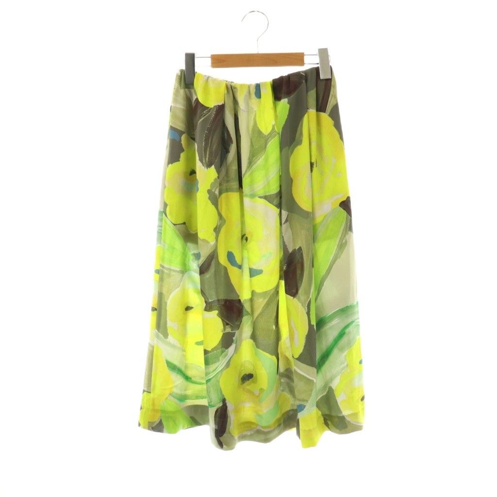 【極美品】ボールジィ　ダブルフラワープリント ランダムタックフレアスカート BALLSEY（ボールジィ）の「ダブルフラワープリント ランダム