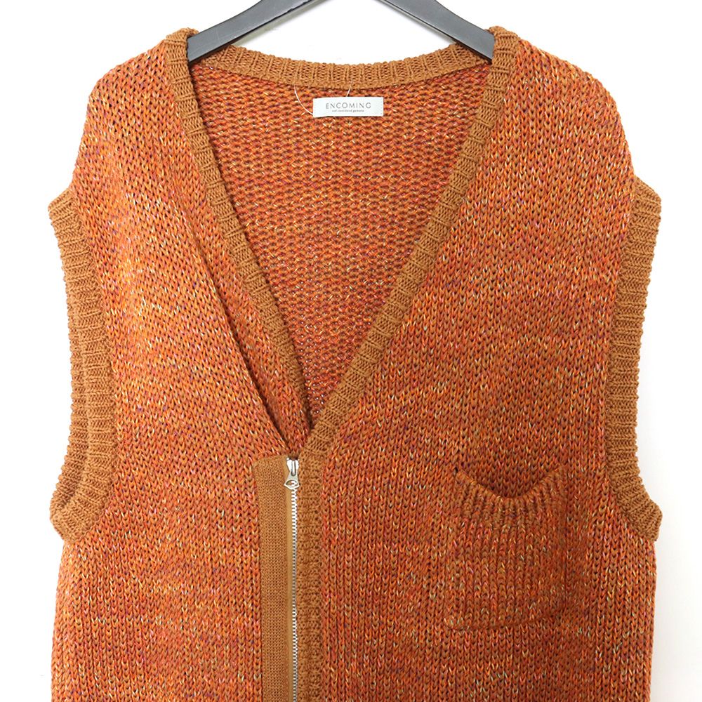トップス 23SS ENCOMING Knitted Asymmetric Vest SALE】ENCOMING / Knitted Asymmetric Vest (Navy) | twelve