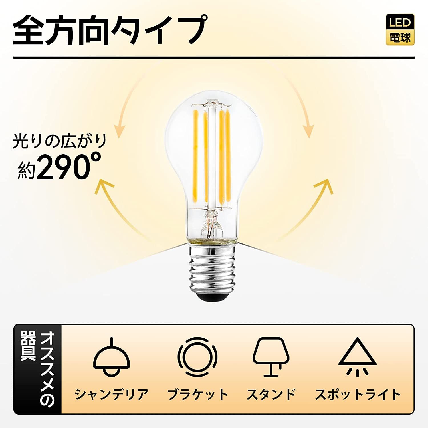 ■期間限定■【未使用品】SUNRATED LED電球 E17口金 40W形相当 電球色 ミニクリプトン電球 小形電球 全方向タイプ  全光束440ルーメン Ra90【大特価】305-12