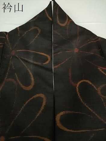 平和屋着物○小千谷紬 泥 舞花文 反端付き 正絹 逸品 DAAV6717ps