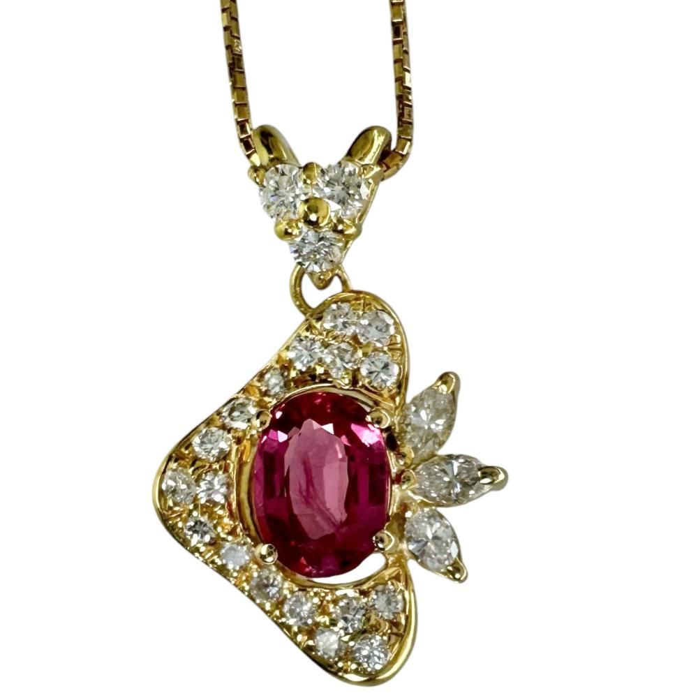 ピンクサファイア 0.80ct ダイヤモンド 0.40ct ネックレス K18ゴールド 