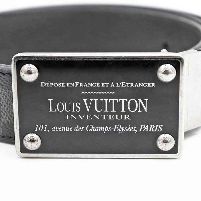 正規店購入 LOUIS VUITTON レザー ベルト LVロゴ付 LVバックル Louis Vuitton ルイヴィトン レザーベルト LV ピラミッド