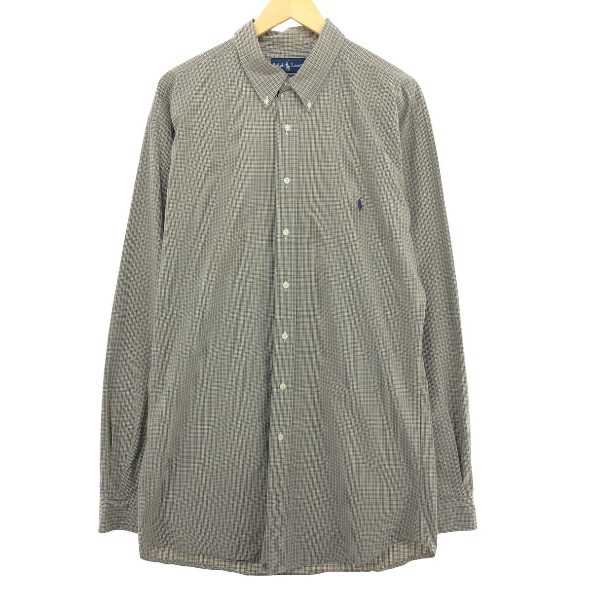 古着 ラルフローレン Ralph Lauren CLASSIC FIT 長袖 ボタンダウンチェックシャツ メンズXL/eaa452131
