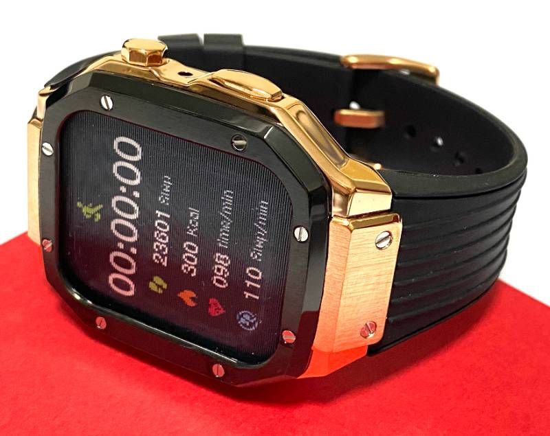 ローズゴールド ２トーン ４５mm ４４mm SE 1 2 3 series4 5 6 7 8 Apple Watch ラバーアップルウォッチバンド カバーメタリックケースキラキラ ベルト カスタム バックル