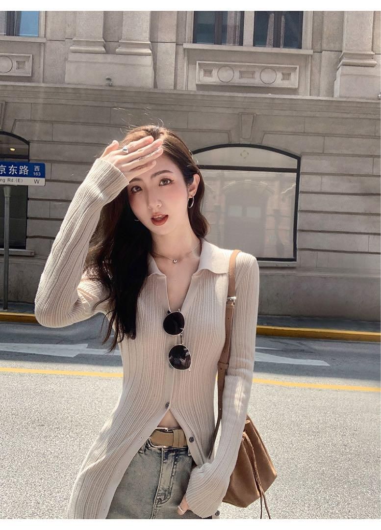 春のお出かけVネックセクシーロングカーディガン