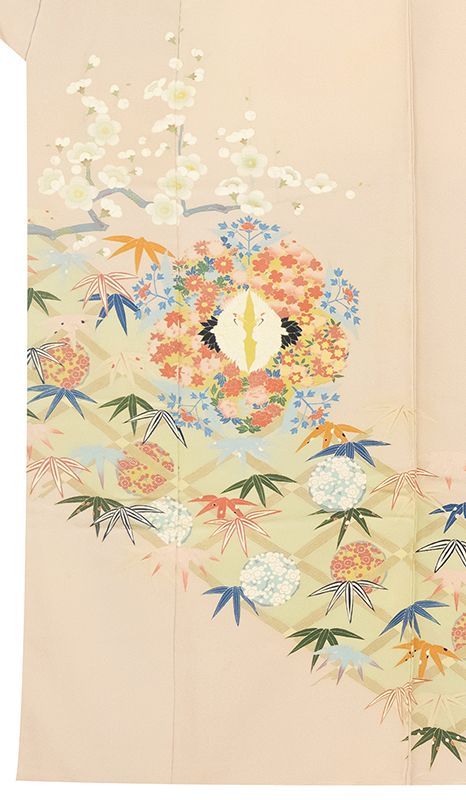 和田光正　色留袖　金彩　菊　萩　桔梗　柴垣　蛇籠　着物　045a d 和田光正 色留袖 金彩 菊 萩 桔梗 柴垣 蛇籠 着物 045a d