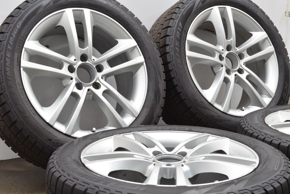 交換用に 10本スポーク 17in 8J 48 PCD112 ピレリ アイスアシンメトリコ 245 45R17 ベンツ Eクラス W212 S212 W211 スタッドレス