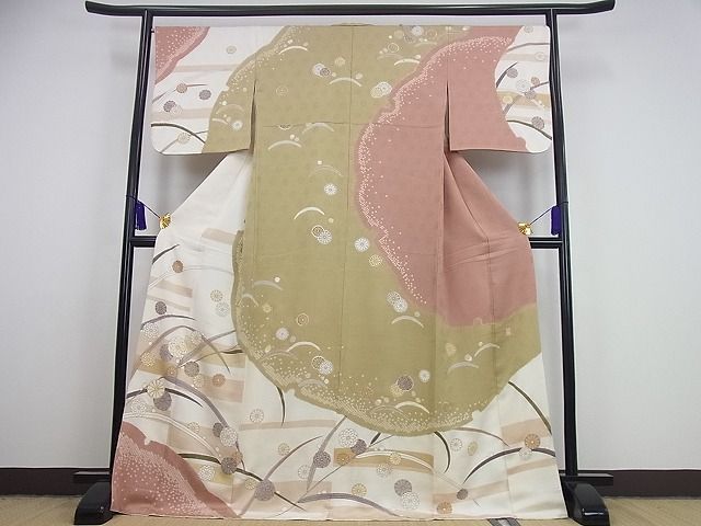 平和屋1□極上 十日町 名門青柳高級ブランド 大喜百花 訪問着 駒刺繍