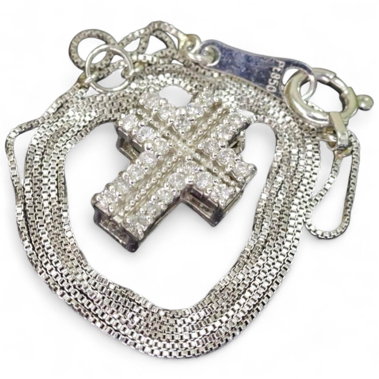 プラチナ pt900 pt850 天然ダイヤモンド0.12ct クロス デザイン トップ 