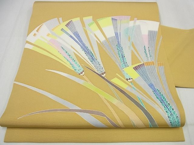 平和屋本店□極上 本加賀友禅作家 中町博志 塩瀬 九寸名古屋帯 草木文  