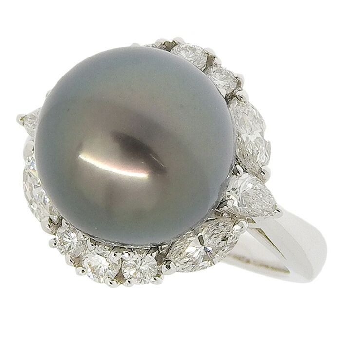 ミキモト　パール　真珠　リング　指輪　ダイヤ　プラチナ ミキモトパール真珠リング指輪ダイヤプラチナ