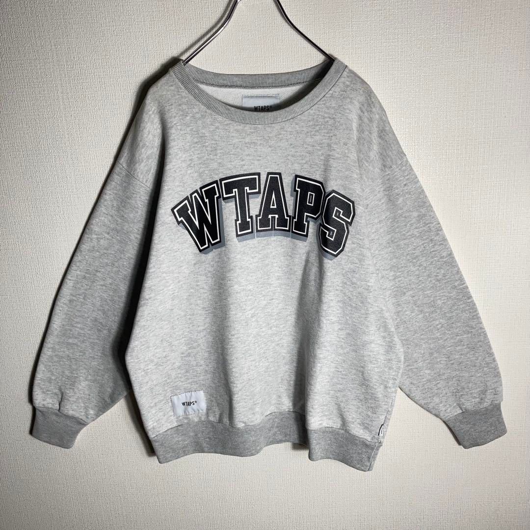【美品】WTAPS スウェット ビッグロゴ アッシュグレー サイズ1 美品】WTAPS スウェット ビッグロゴ アッシュグレー サイズ1