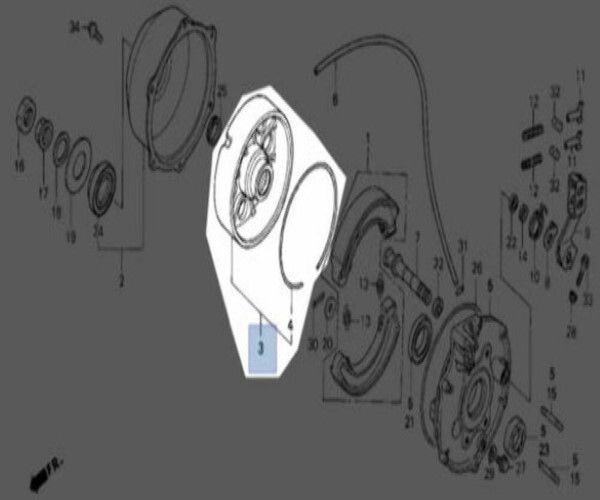 ホンダ 純正 TRX300FW Fourtrax リアブレーキドラムハブ HONDA TRX300FW Fourtrax DRUM ASSY RR BRA 42620-HC4-670 Genuine JDM メ
