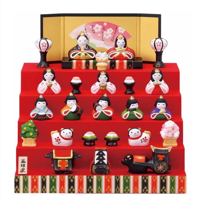 【新品・5営業日で発送】薬師窯(yakushigama) 錦彩花かざり雛(五段飾り) (Y2522)