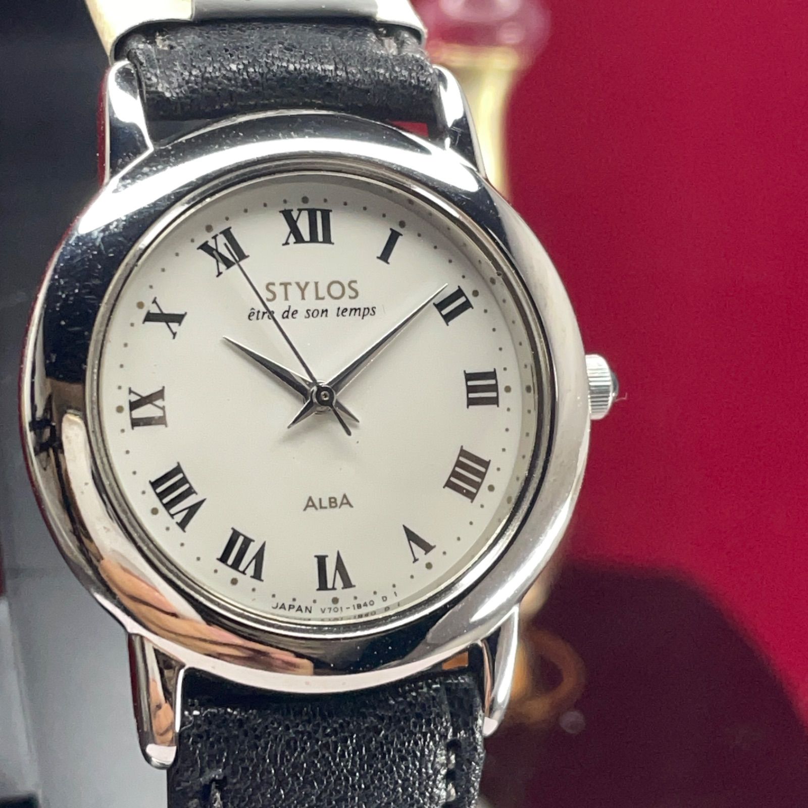 希少 未使用 SEIKO ALBA STYLOS QZ 電池換済 日本製 腕時計