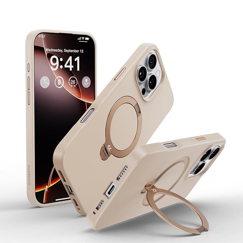 在庫セール 2025新登場 機能美の み CASEKOO iPhone 16 Pro 用 ケース 360度回転スタンド 横縦両立 耐衝撃 MagSafe対応 滑り止め マット仕上げ 黄変防止 ワイヤレス充電対応 ストラップホール付き いphone16p 0
