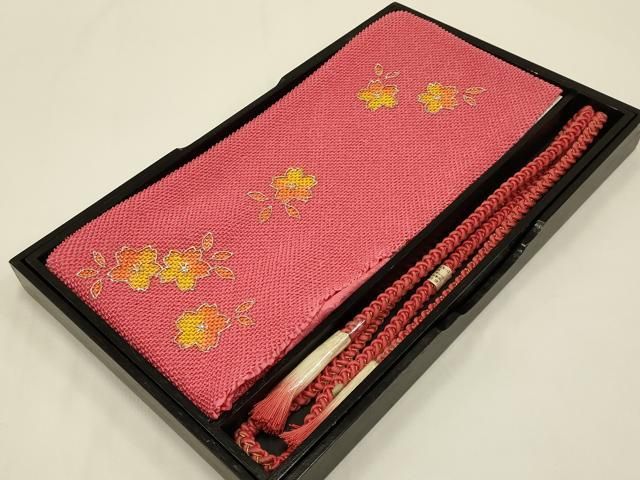 平和屋本店●和装小物 帯締め 帯揚げセット 振袖用 総絞り 金糸 金彩 撚り房 正絹 ♥ AABC2800ay