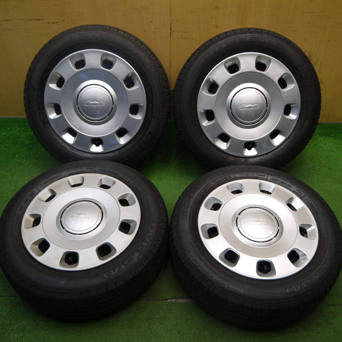 バリ溝 キレイ 9分 フィアット 500 純正 スチール 175|65R14 グッドイヤー DuraGrip 14インチ PCD98|4H 5032802Hノ