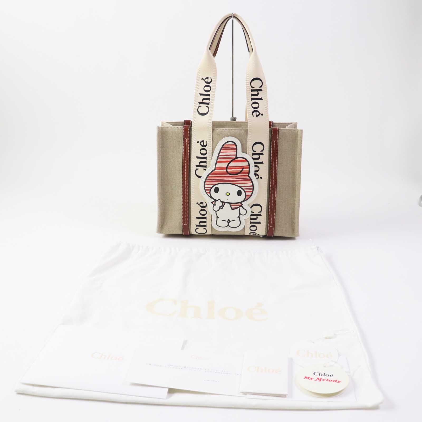 極美品◎Chloe クロエ サンリオ CHC23SS383J7369A WOODY TOTEBAGS ウッディ ミディアム マイメロディ トートバッグ  ベージュ キャメル 保存袋付き イタリア製 正規品 レディース - メルカリ