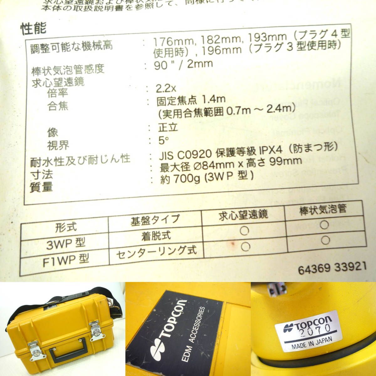 22年校正済み TOPCON トプコン 1素子プリズム EDM ACCESSORIES-3 着脱式整準台セット 付属品 長距離測量 測定 ハードケース  建築 お得_84 - メルカリ