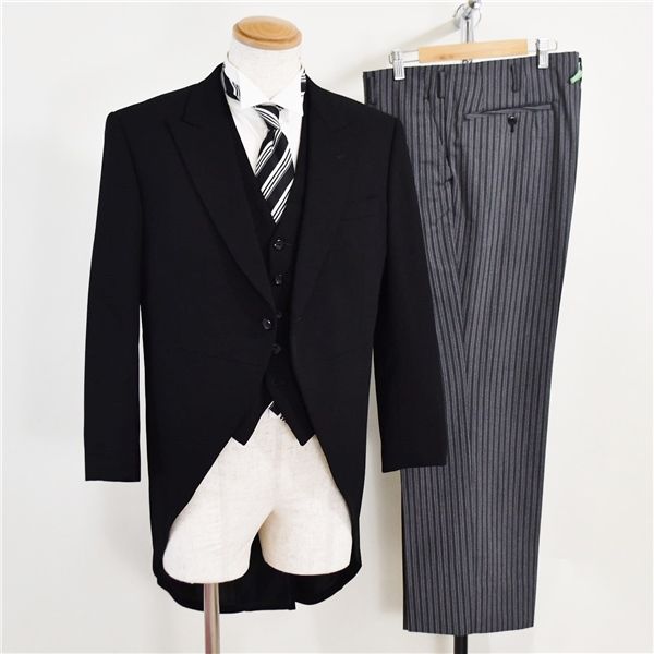 5XC103 NIKKE 1つボタン モーニングスーツ 7点 M BE3 ブラック 黒 無地 アジャスターなし フォーマル 新郎 結婚 入学 卒業 CO-S396 メンズフォーマル あす楽 202503