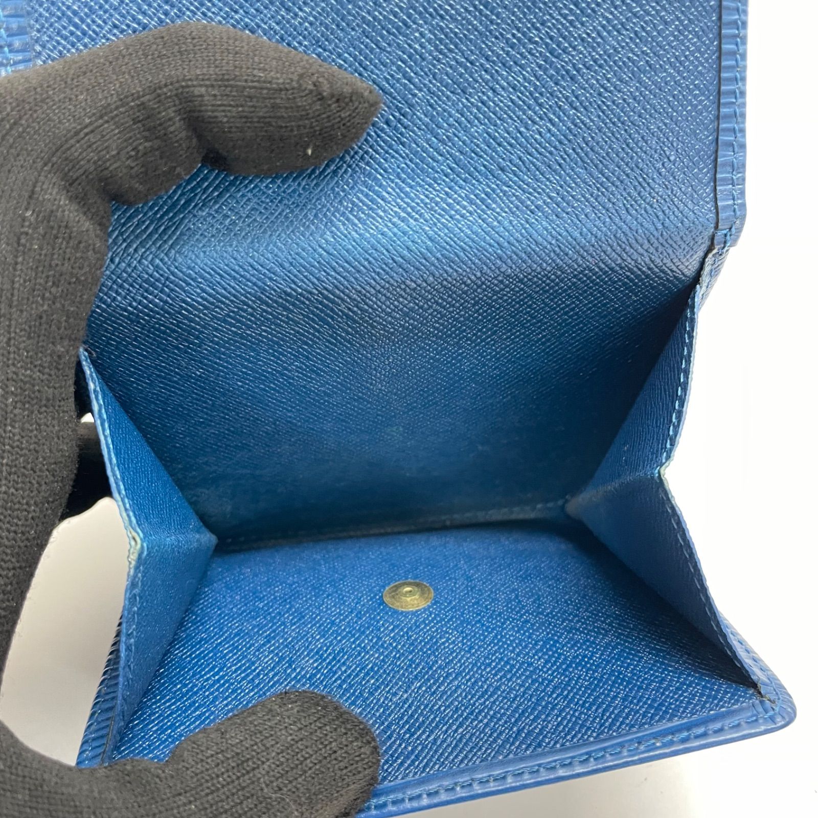 2228 LOUIS VUITTON ルイヴィトン エピ 三つ折り財布 ブルー 青