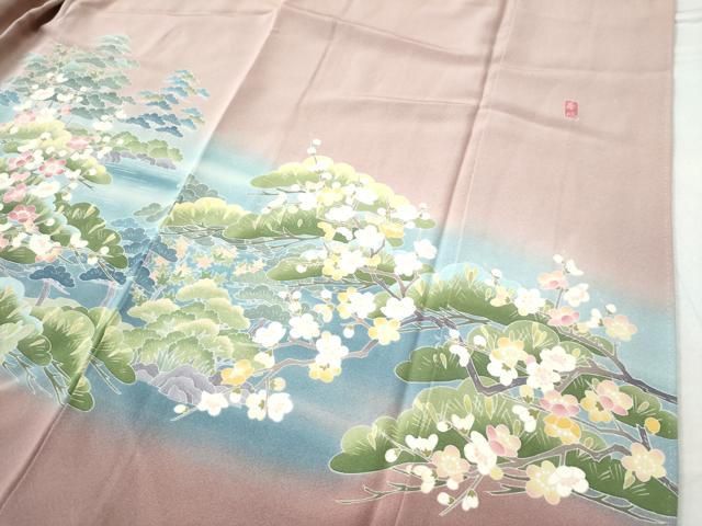 平和屋着物○十日町友禅作家 岡村蒼風 色留袖 正絹 逸品 CAAU1757yc