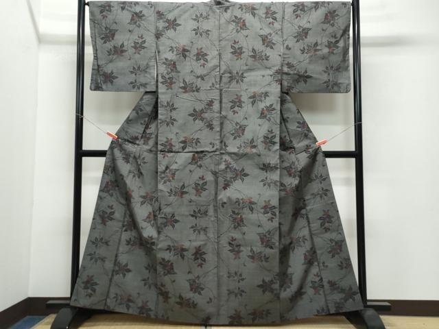 平和屋着物○小千谷紬 枝花文 正絹 逸品 未使用 CAAU2047yc