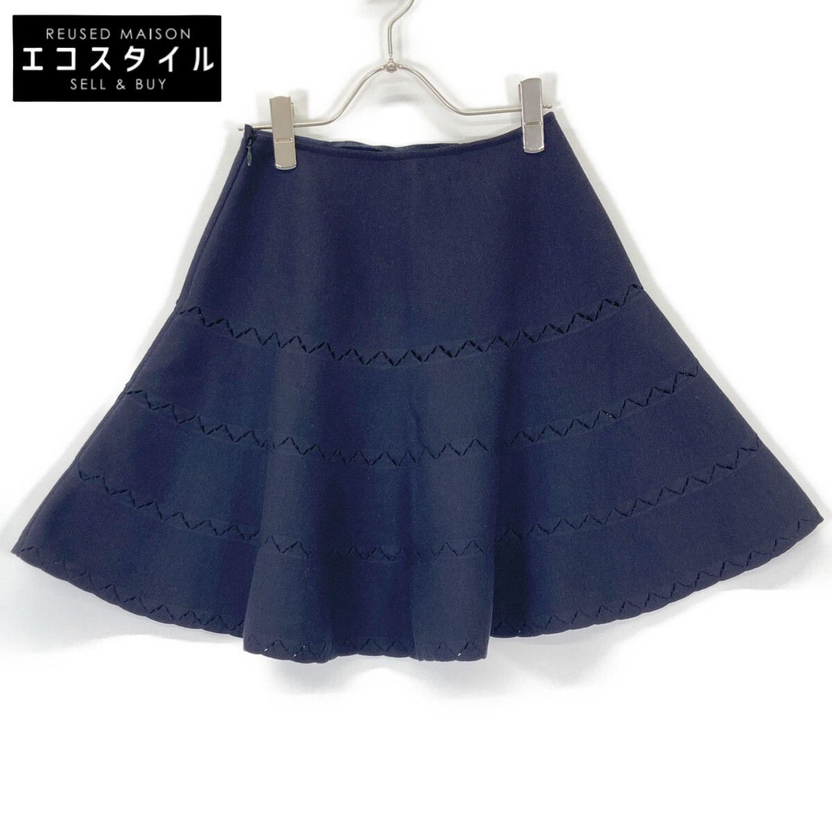 ALAIA アライア 5W9JB54CN180 ｶｯﾄﾜｰｸﾌﾚｱｽｶｰﾄ 36